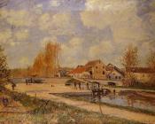 阿尔弗莱德 西斯莱 : The Bourgogne Lock at Moret, Spring